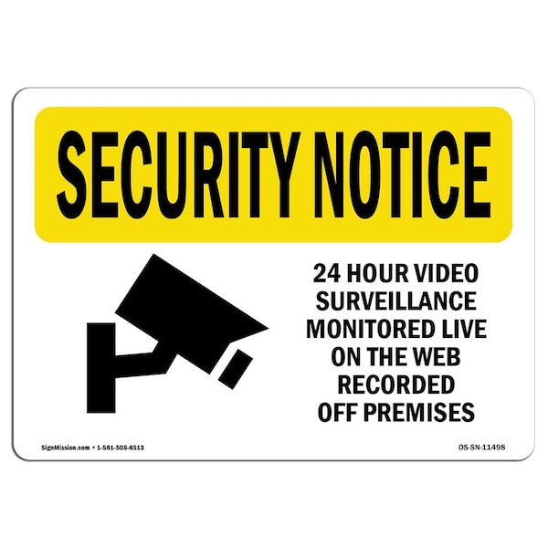 Sign, 3.5" H, 5" W, 24 Hour Video Surveillance, Landscape, SN-D-35-L-11498-10PK